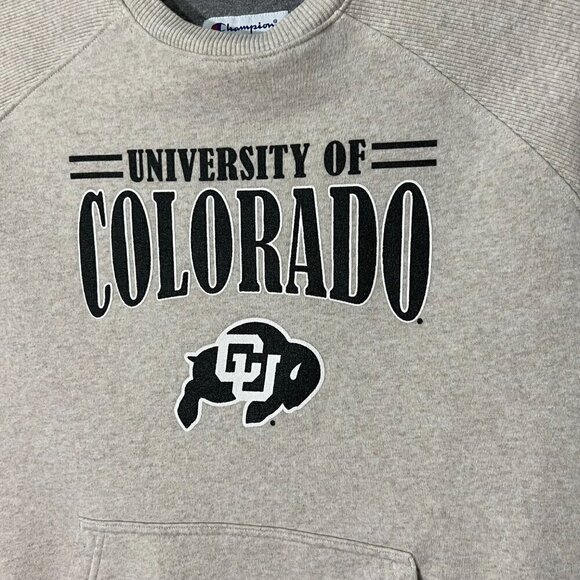 University of Colorado Logo Graphic Champion Sweatshirt Grey w Pocket Sz S - Picture 5 of 6